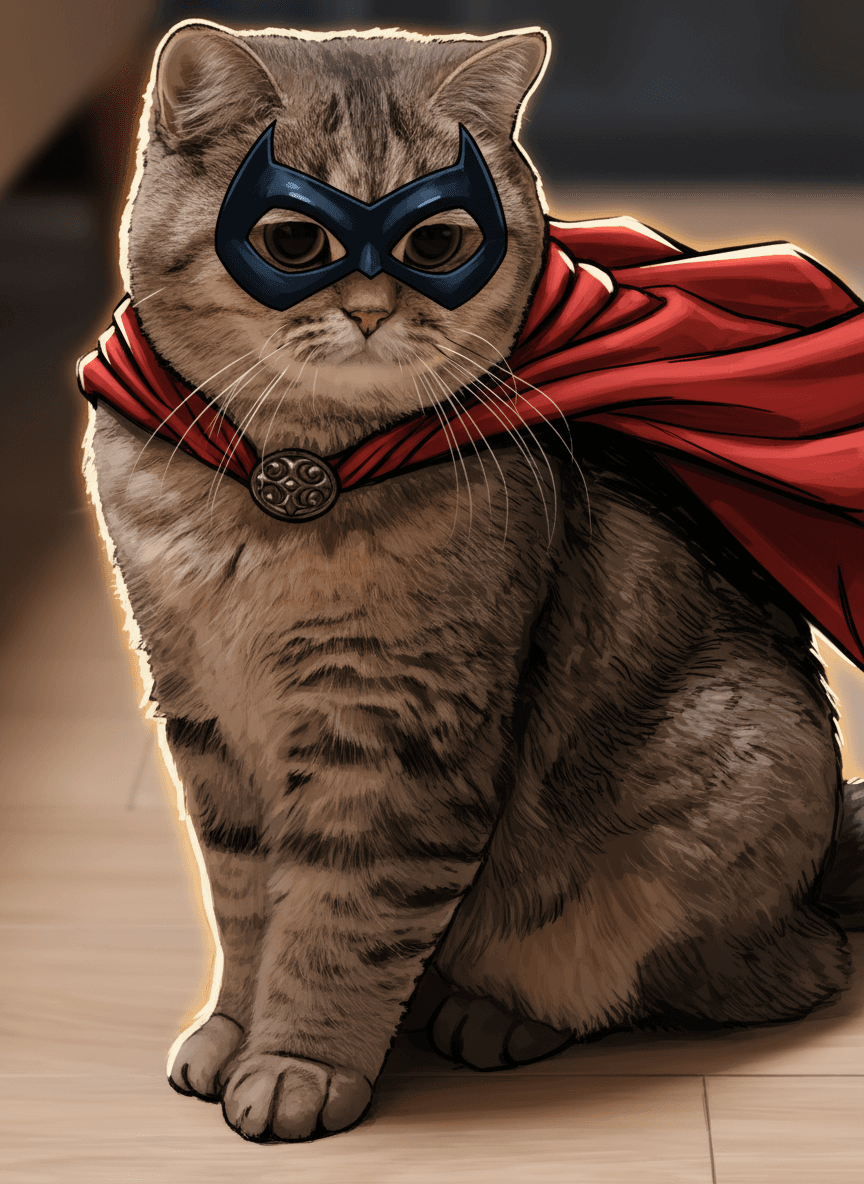 Superhero Cat Drawing